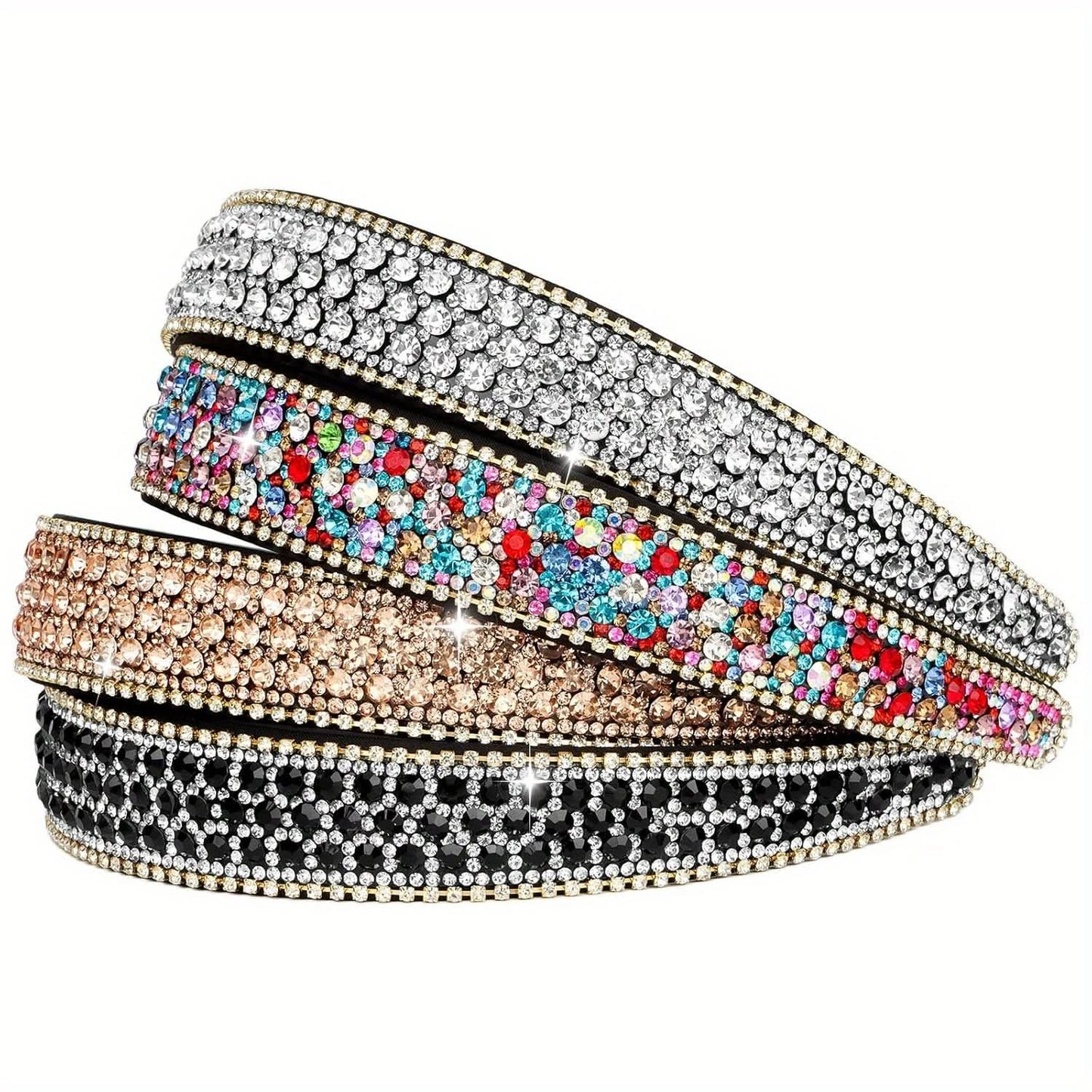 4-Pack Rhinestone Headbands, Sparkling Hair Bands