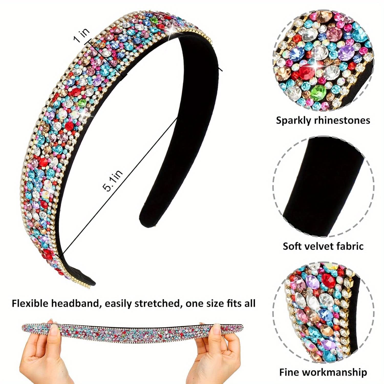 4-Pack Rhinestone Headbands, Sparkling Hair Bands