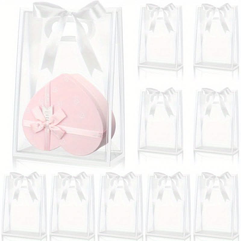 12pcs Reusable Transparent Gift Bags – Sturdy PP Material, Molded Handles
