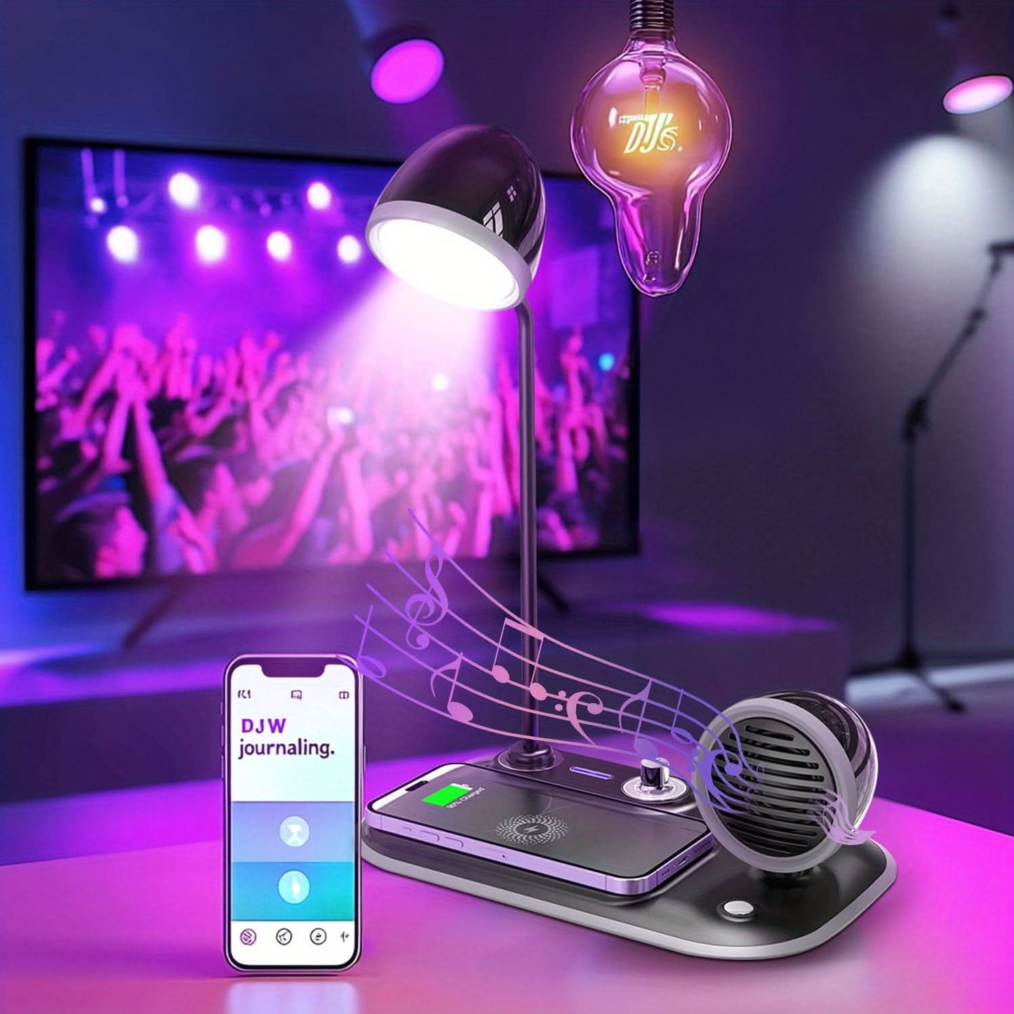 LED Desk Lamp with Wireless Charger & Speaker