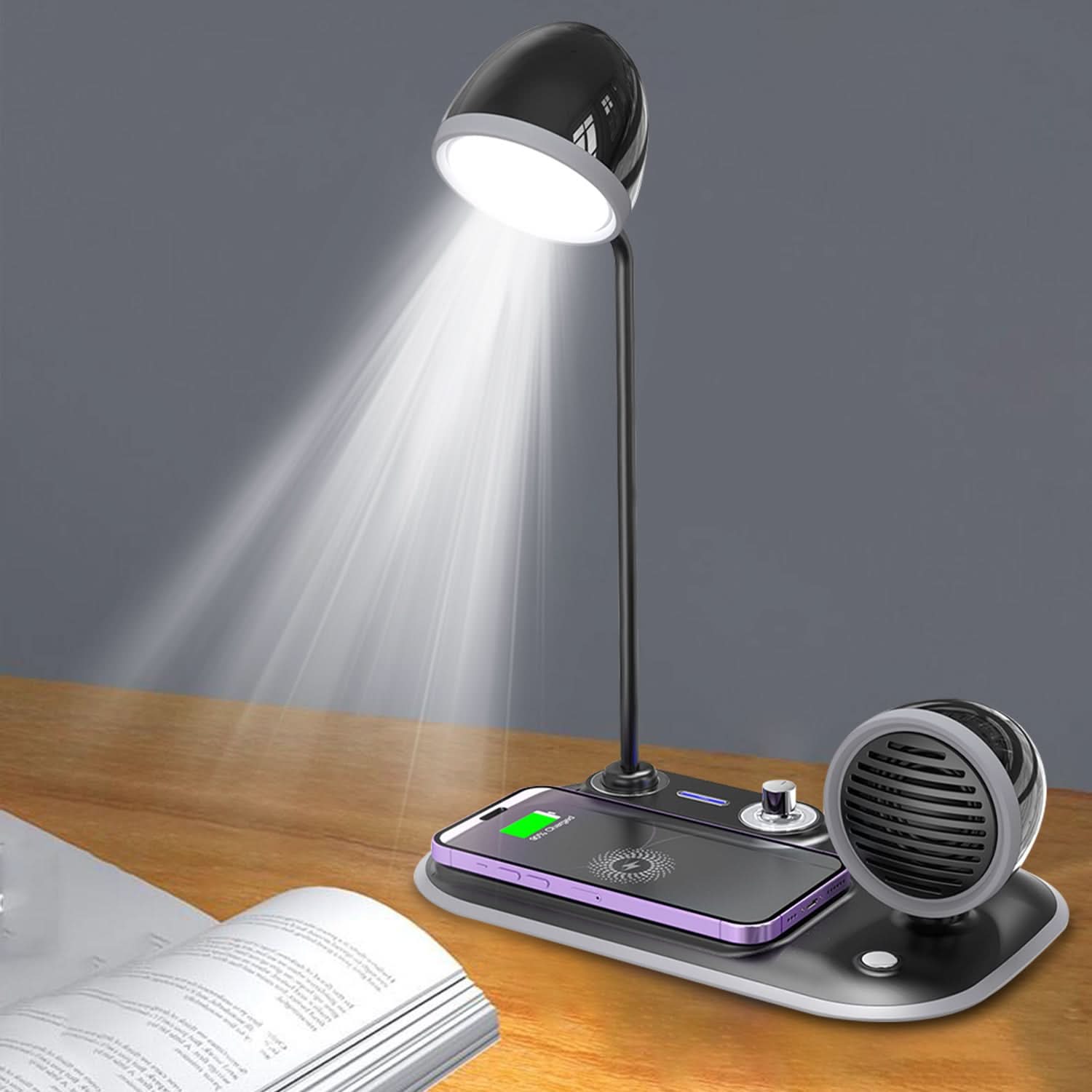 LED Desk Lamp with Wireless Charger & Speaker