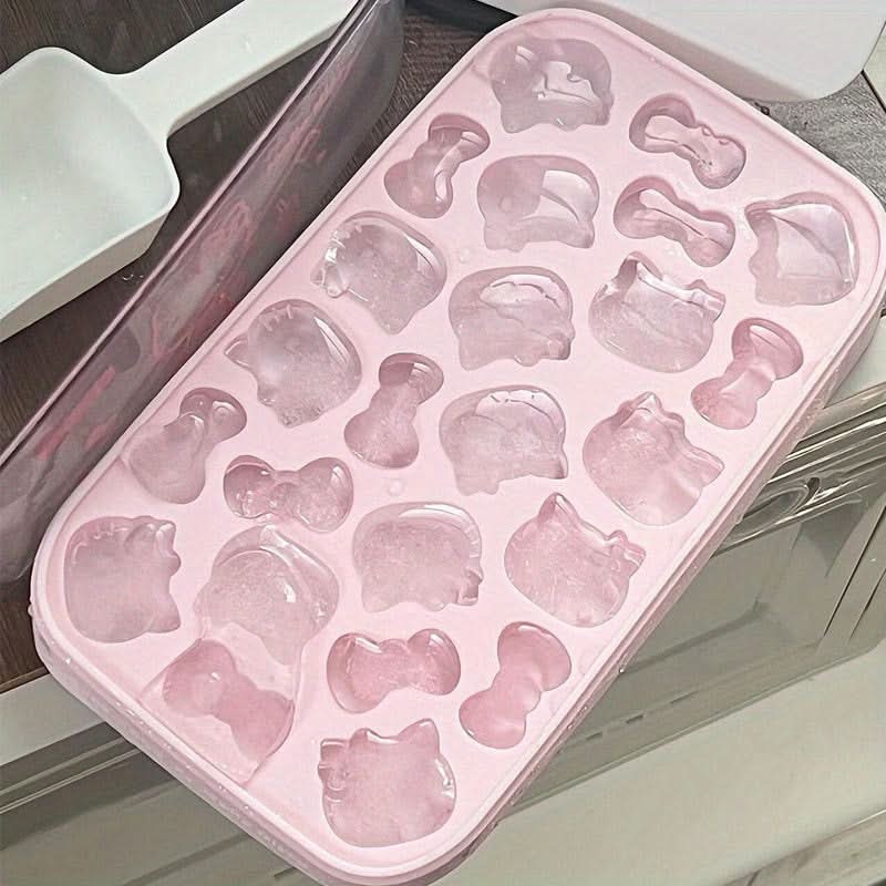 Silicone Ice Cube Tray with Lid – Food-Grade Cartoon Mold