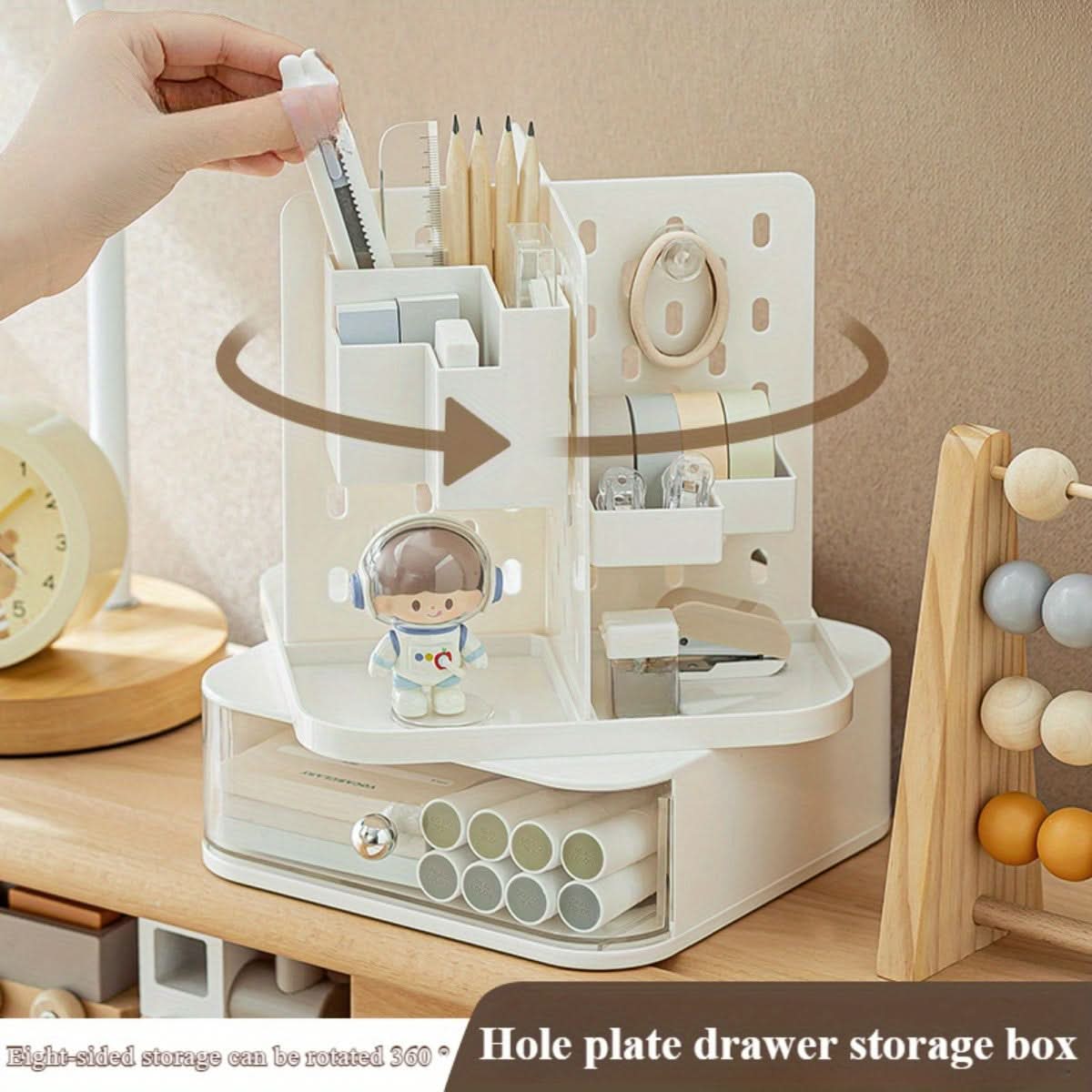 Rotating Desk Organizer with Drawer