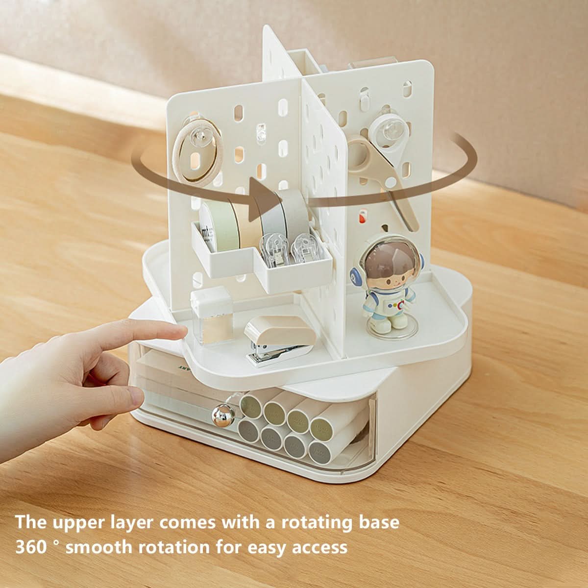 Rotating Desk Organizer with Drawer