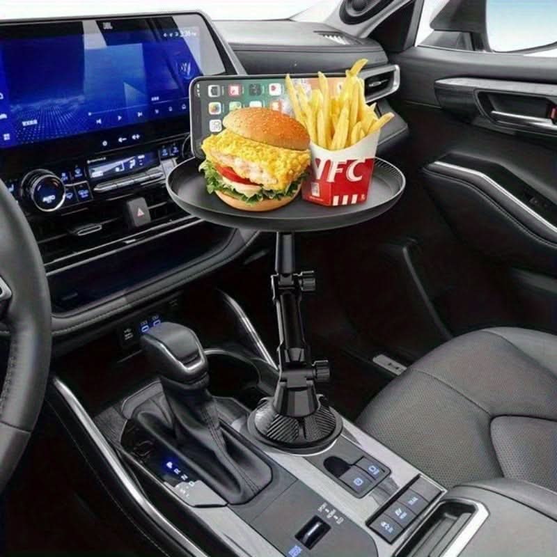 360° Rotatable Car Cup Holder Tray, Adjustable & Foldable Car Dining Table