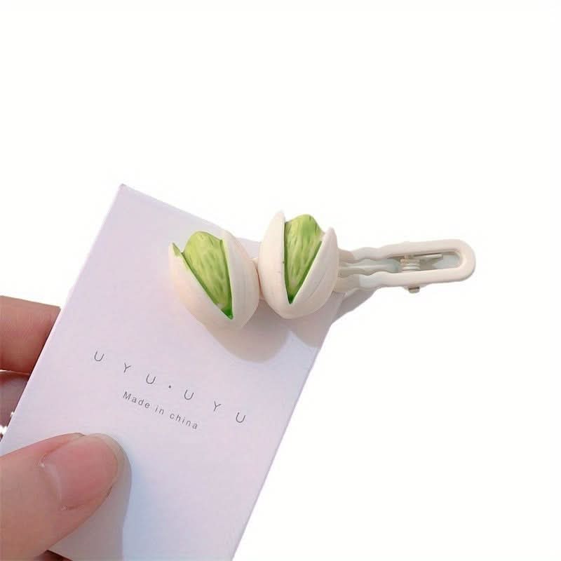 Simulated Food Pistachio Duck Mouth Hair Clips