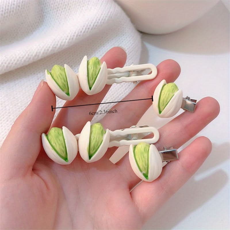 Simulated Food Pistachio Duck Mouth Hair Clips
