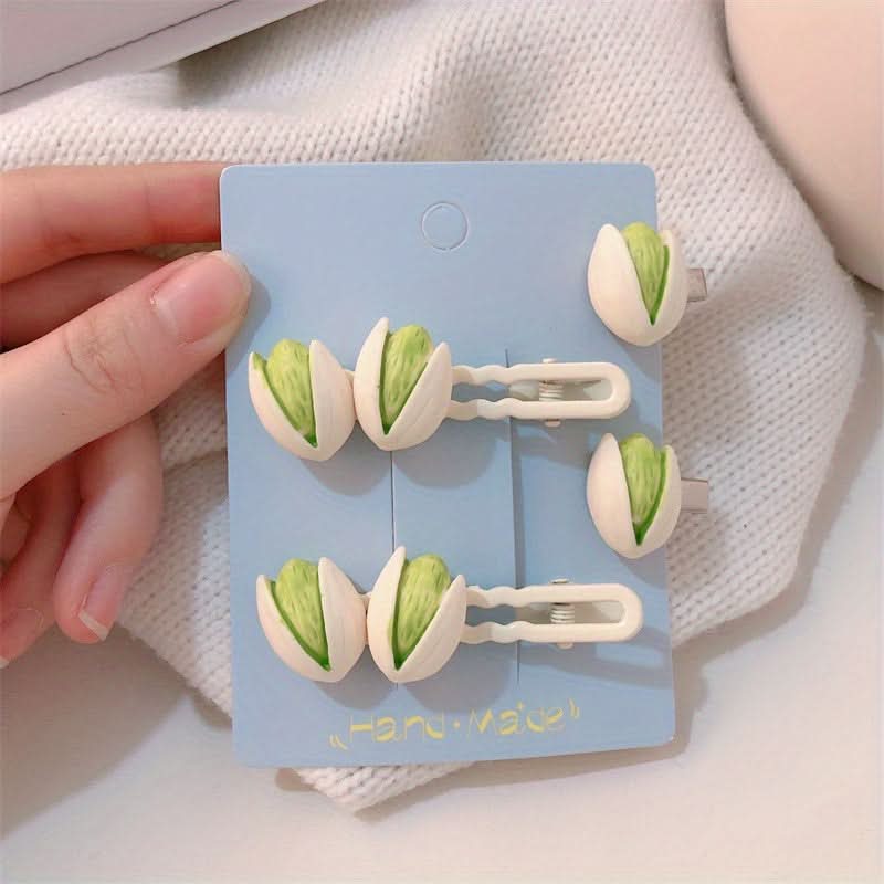Simulated Food Pistachio Duck Mouth Hair Clips