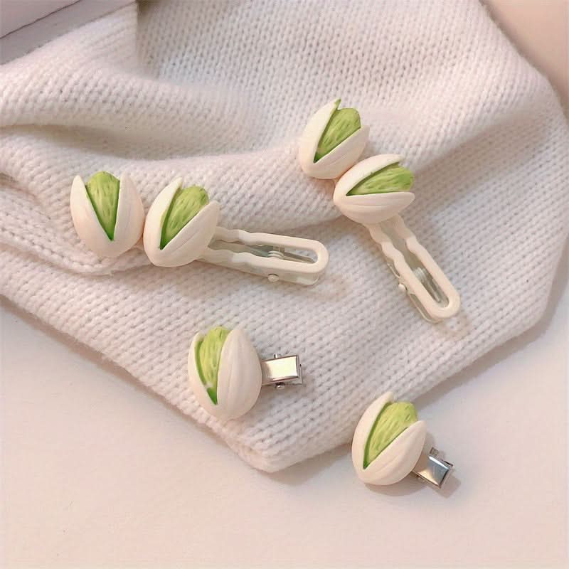 Simulated Food Pistachio Duck Mouth Hair Clips