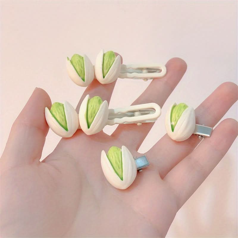 Simulated Food Pistachio Duck Mouth Hair Clips