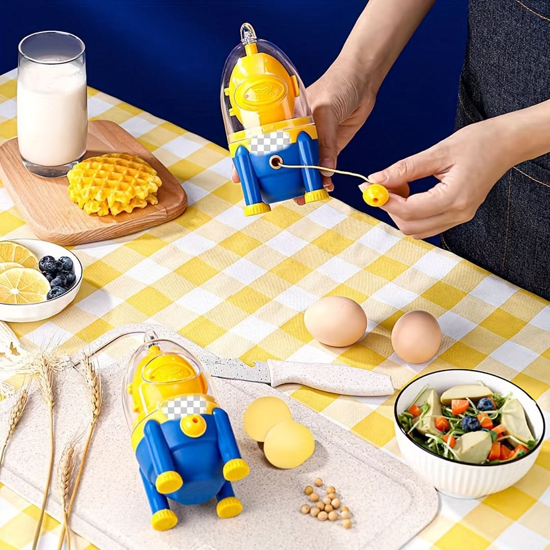 Manual Golden Rotary Egg Mixer – Durable Plastic Egg Beater for Whites & Yolks