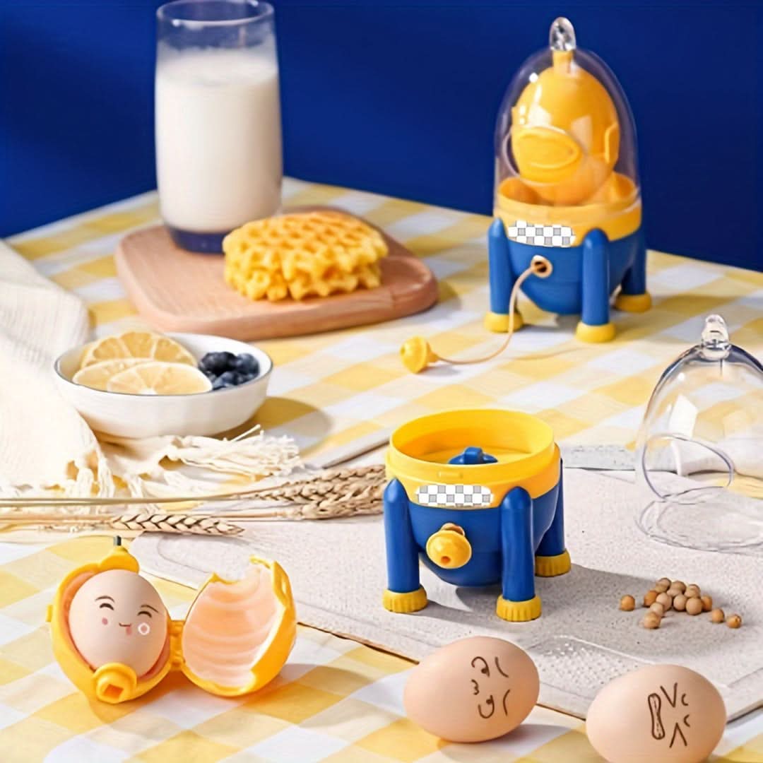Manual Golden Rotary Egg Mixer – Durable Plastic Egg Beater for Whites & Yolks