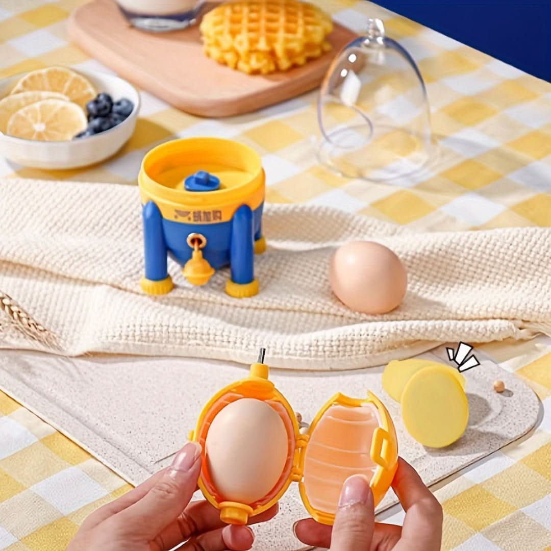 Manual Golden Rotary Egg Mixer – Durable Plastic Egg Beater for Whites & Yolks