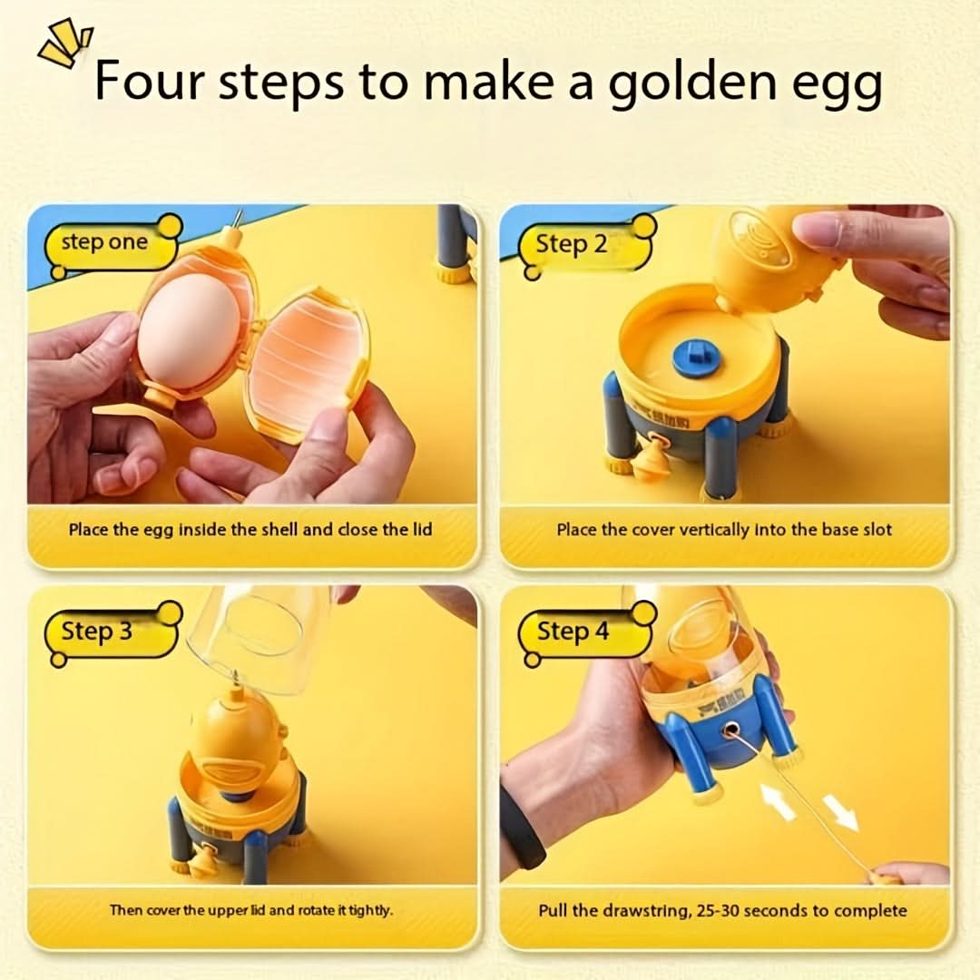 Manual Golden Rotary Egg Mixer – Durable Plastic Egg Beater for Whites & Yolks