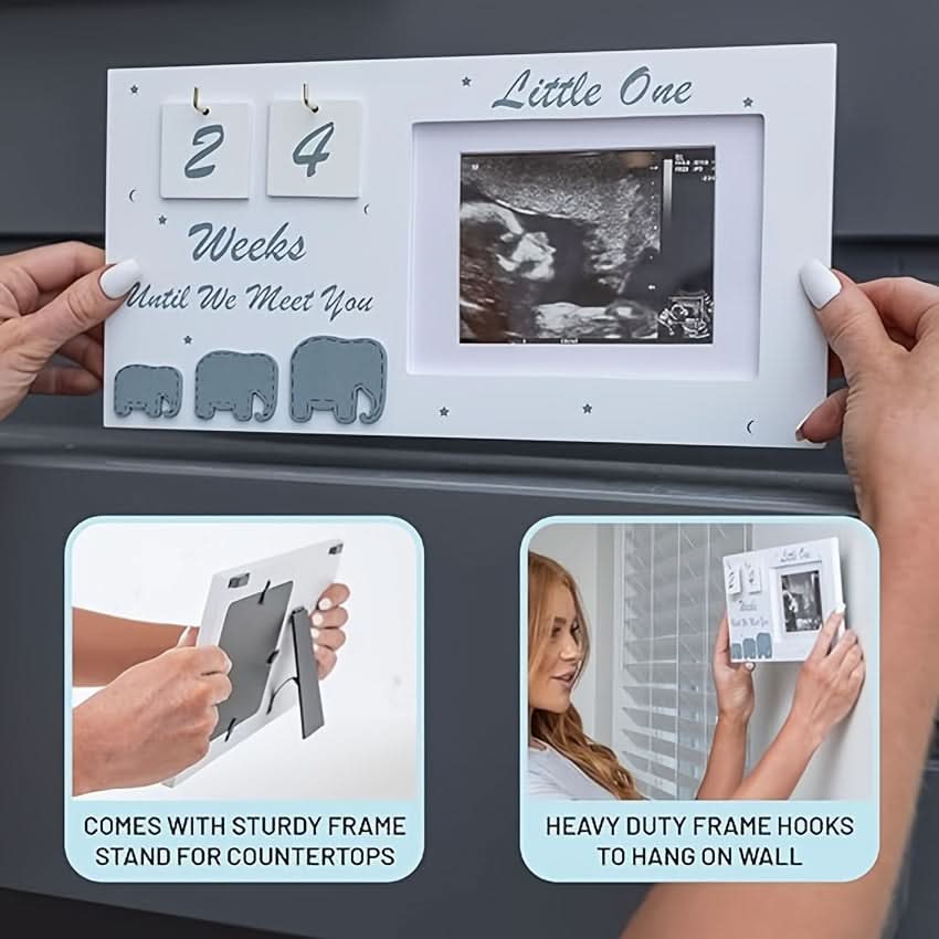 Unique Sonogram Picture Frame – Personalized Sculptural Frame for Countdown Weeks