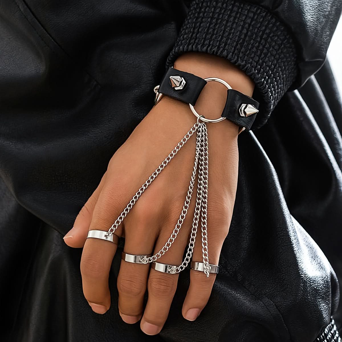 Men's Riveted Leather Punk Bracelet