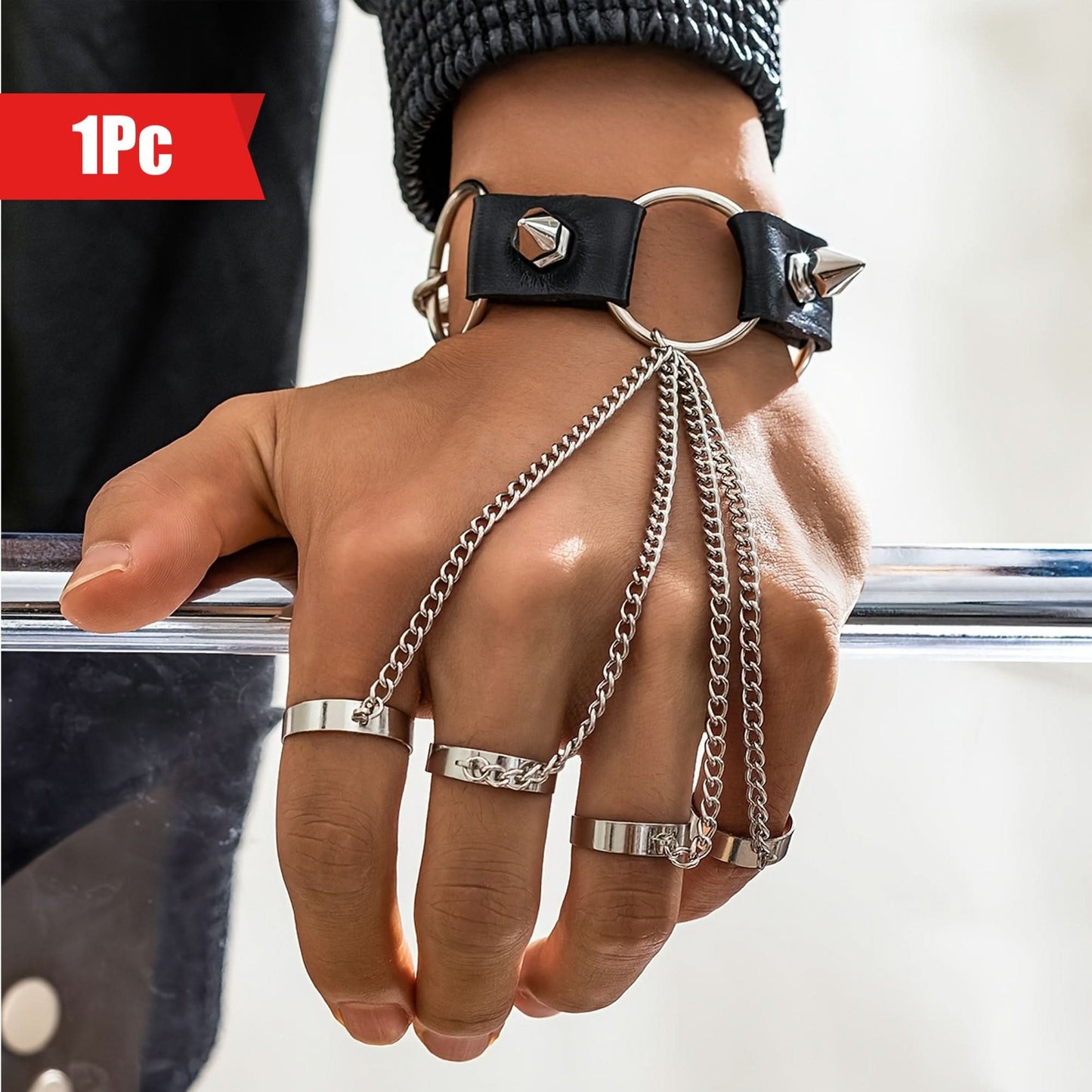 Men's Riveted Leather Punk Bracelet