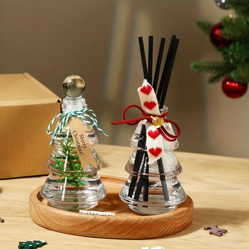 Christmas Tree Aromatherapy Glass Bottle – Fragrance-Free Tabletop Decor