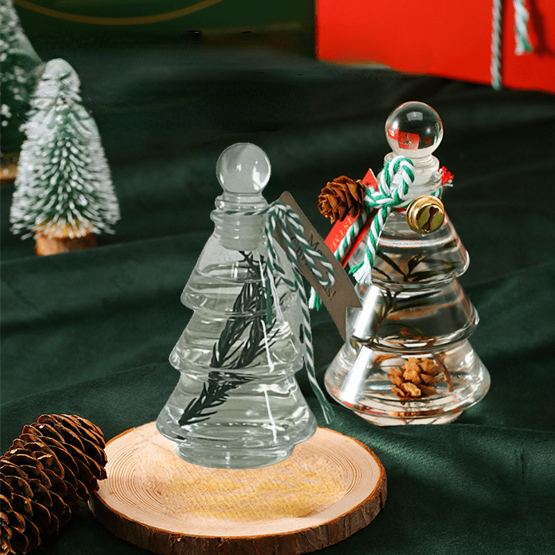 Christmas Tree Aromatherapy Glass Bottle – Fragrance-Free Tabletop Decor
