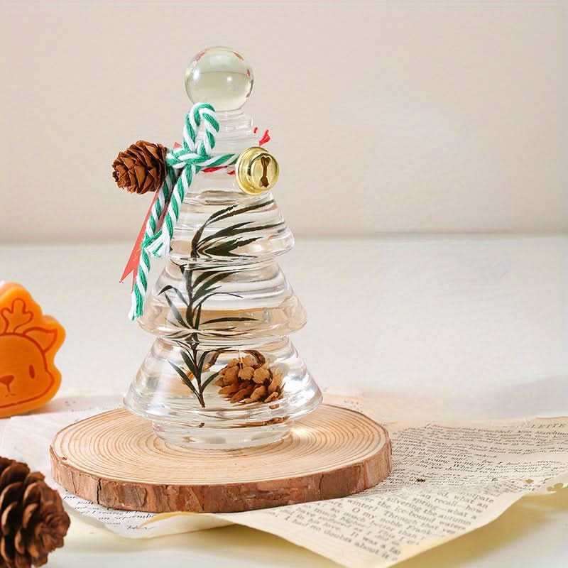 Christmas Tree Aromatherapy Glass Bottle – Fragrance-Free Tabletop Decor