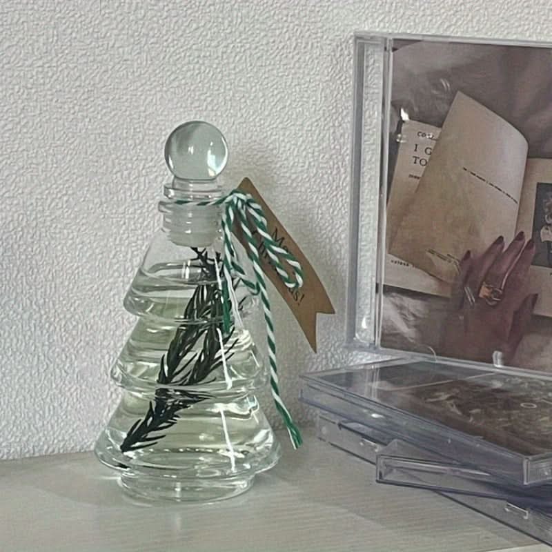 Christmas Tree Aromatherapy Glass Bottle – Fragrance-Free Tabletop Decor