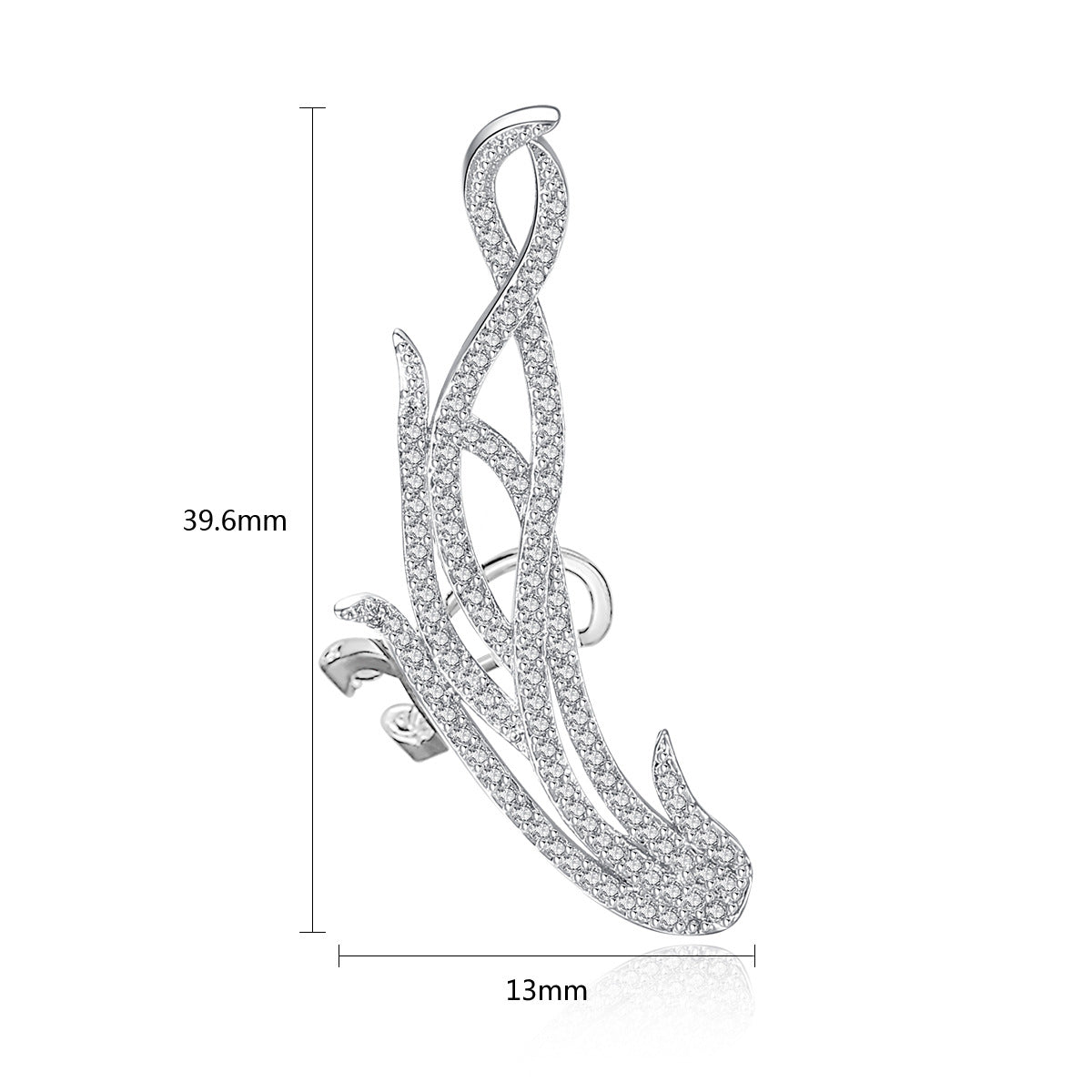 Silver Leaf Zircon Earrings – Elegant Copper Ear Clips for Women’s Fashion Jewelry