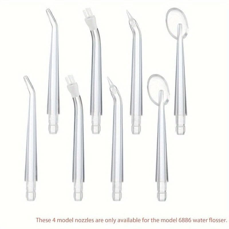8-Pack Gentle Care Water Flosser Tips – Durable Plastic Nozzles for Oral Irrigators