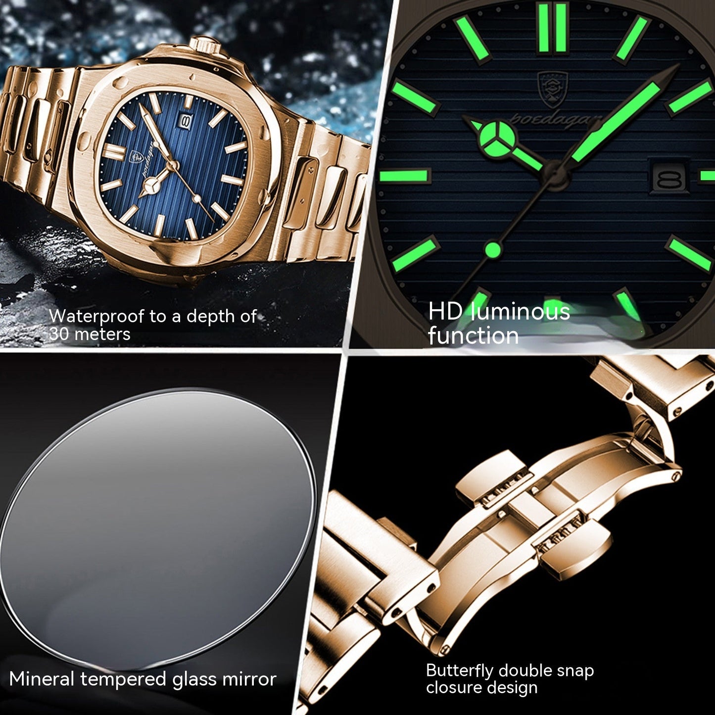 Poedagar 613 Luxury Stainless Steel Quartz Watch for Men