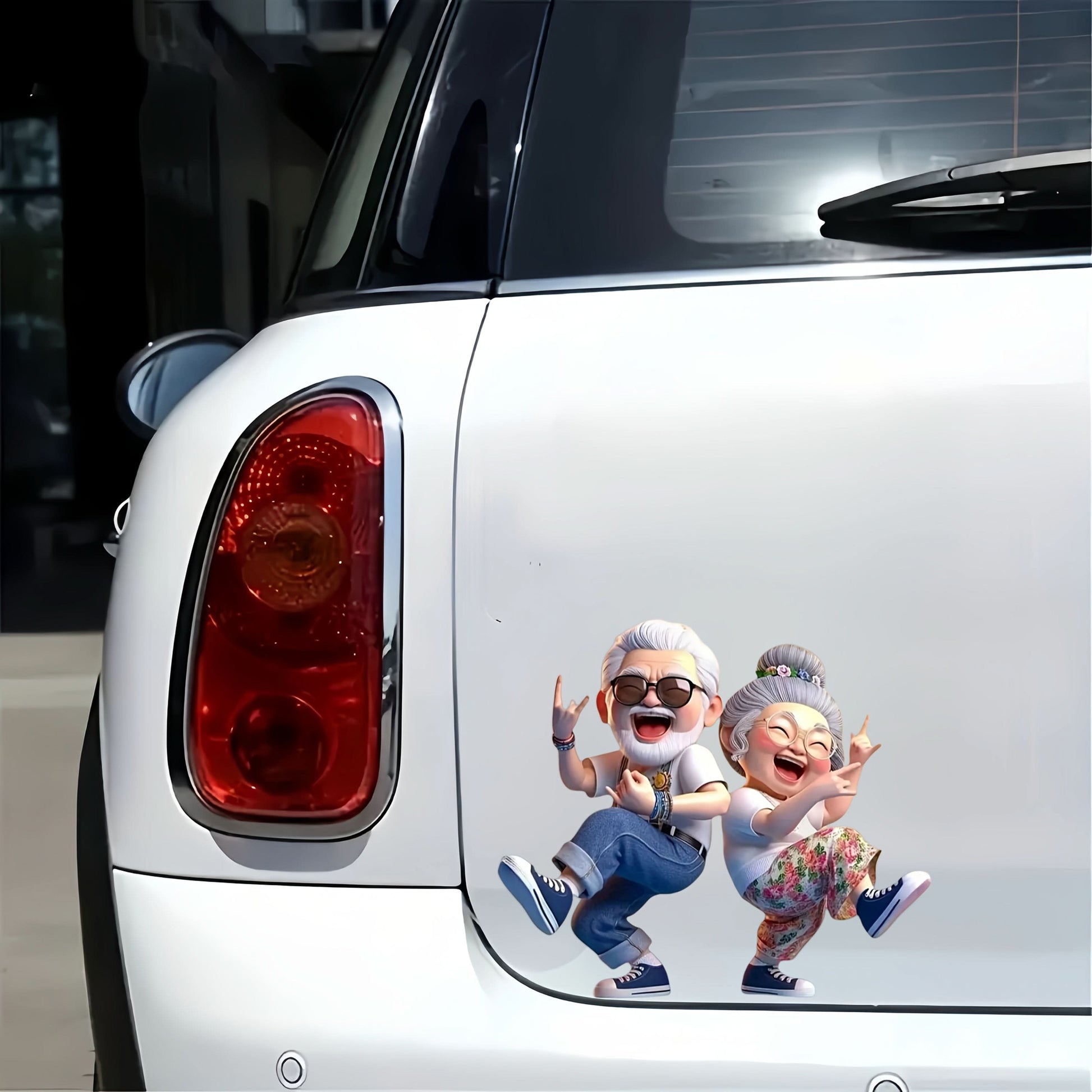 Dancing Senior Couple Car Waterproof Sticker for Bumper, Wall, Laptop & More