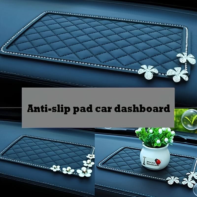 Heat-Resistant Car Dashboard Mat with Phone & Fashion Glasses Holder - Stylish Anti-Slip PVC Interior Accessory