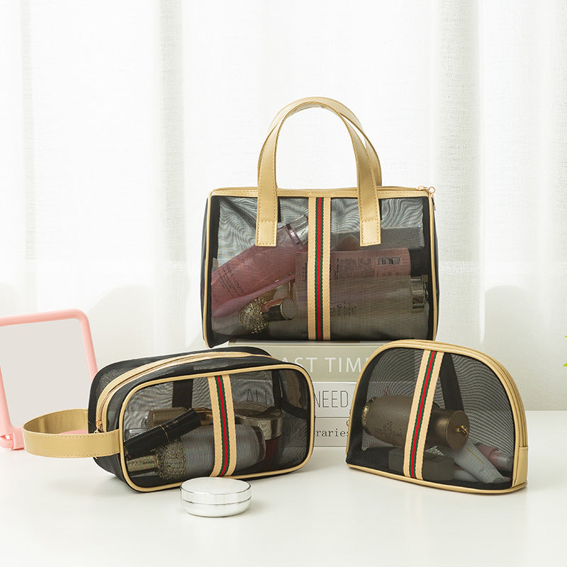Mesh Toiletry Bag Set – Breathable Travel Makeup & Bath Storage Pouches (3-Piece)