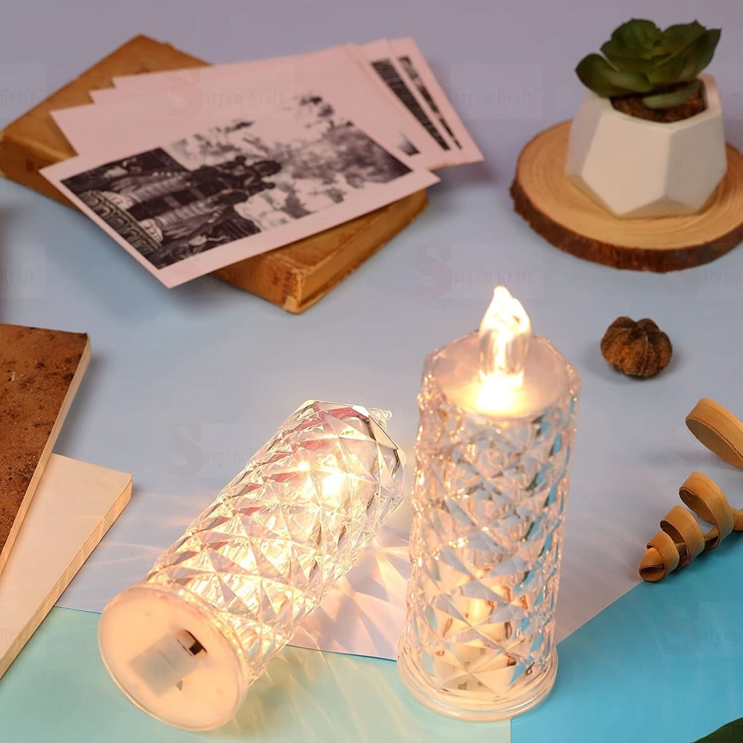 3-Pack Crystal LED Flameless Candle Lamps