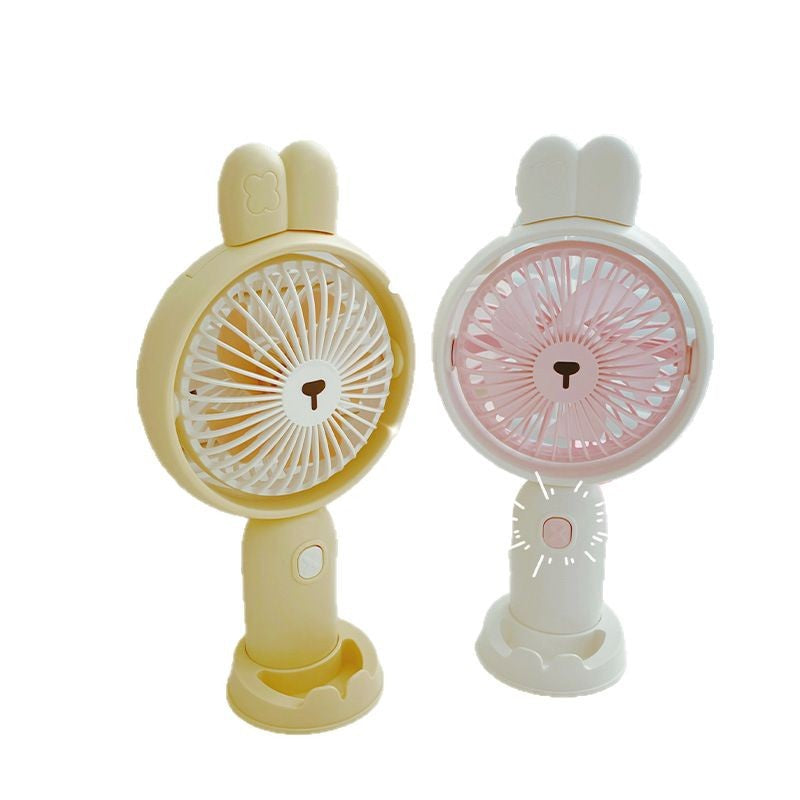 Portable USB Desk Fan – Mini Cartoon Handheld Cooling Fan with Rechargeable USB Charging, Quiet Desktop Air Fan for Students & Travel
