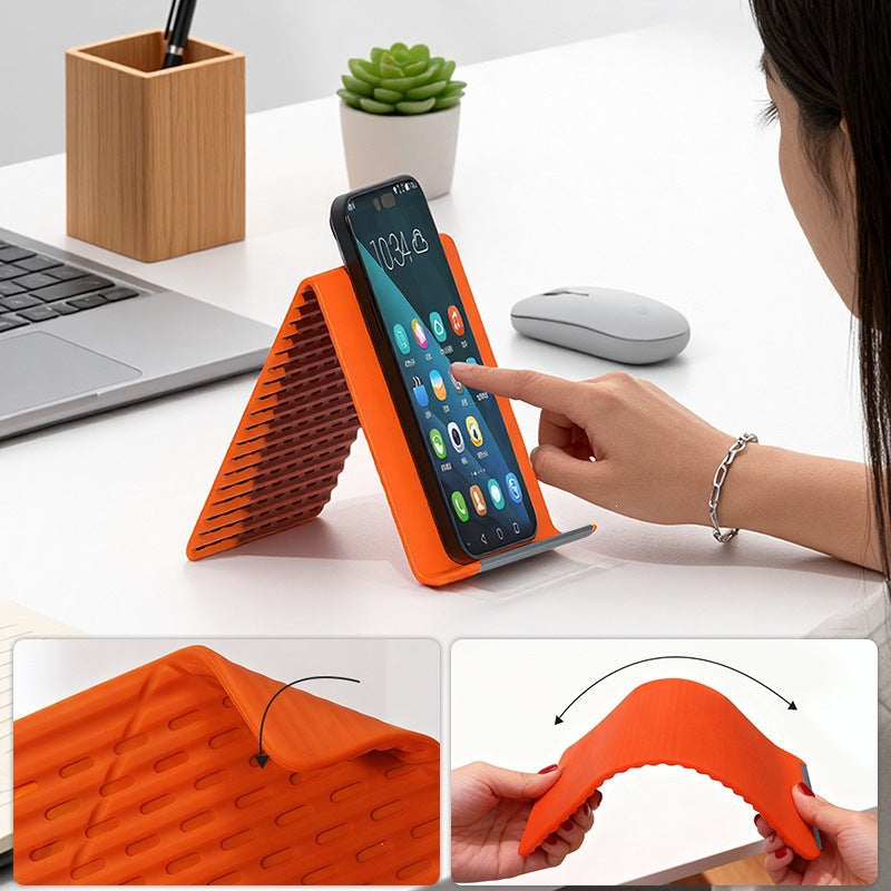 Flexible Car Phone Holder – Silicone Foldable Mobile Stand for Dashboard, Desktop, Tablet & Laptop Support