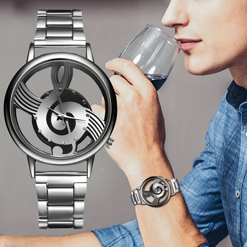 Men's Skeleton Quartz Watch – Stainless Steel Business Style with Transparent Case