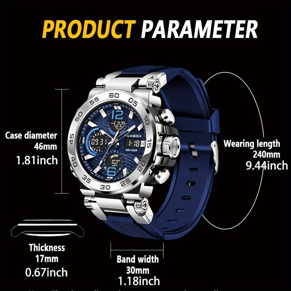 Men's Waterproof Dual Display Sports Watch