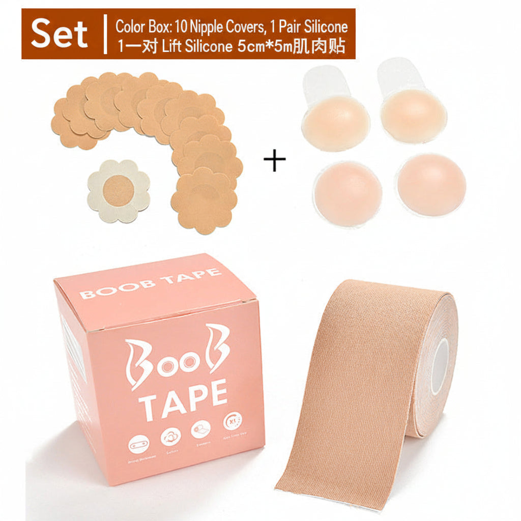 Boob Tape for Women – Stretch Cloth Seamless Lifting Breast Patch Set, Waterproof & Skin-Friendly