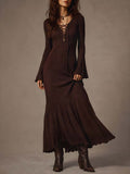 Vintage-style Collared Knit Midi Dress