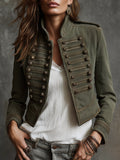 Vintage Military Gold-Braid Olive Green Cropped Jacket