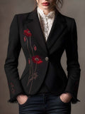 Vintage Poppy Embroidered Blazer