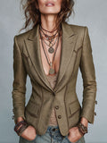 Women's Fitted Structured Blazer with Layered Necklace Detail