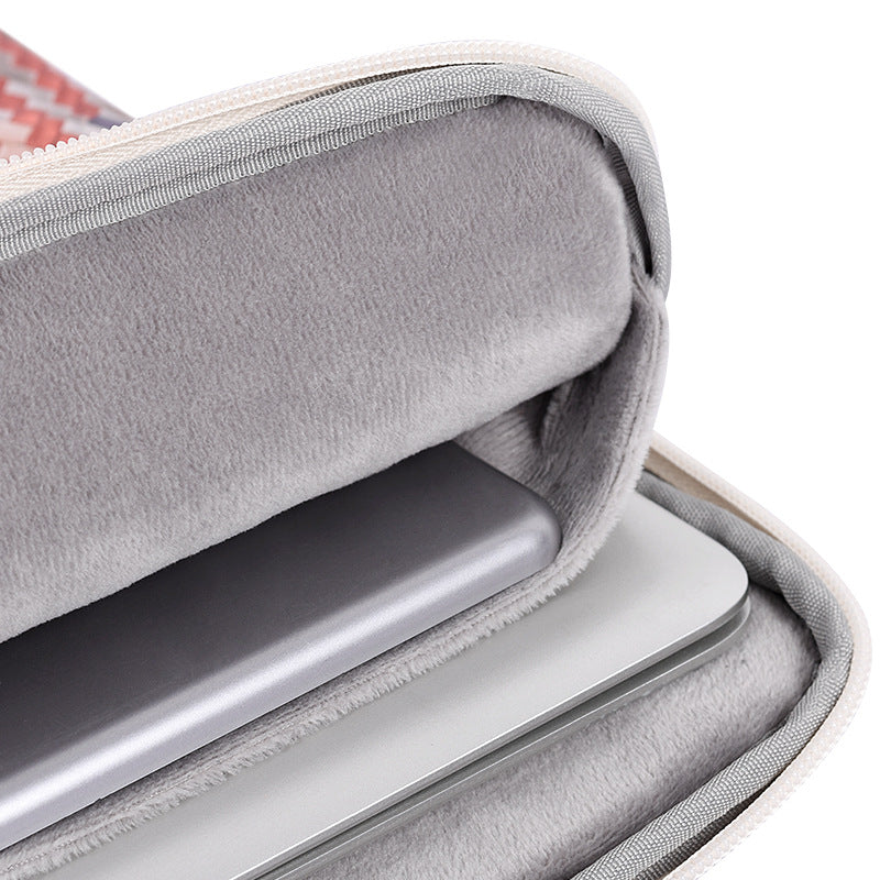 Woven Print Laptop Sleeve – Waterproof PU Leather Case for MacBook, Xiaomi & More