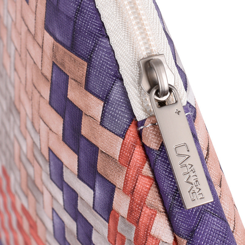 Woven Print Laptop Sleeve – Waterproof PU Leather Case for MacBook, Xiaomi & More
