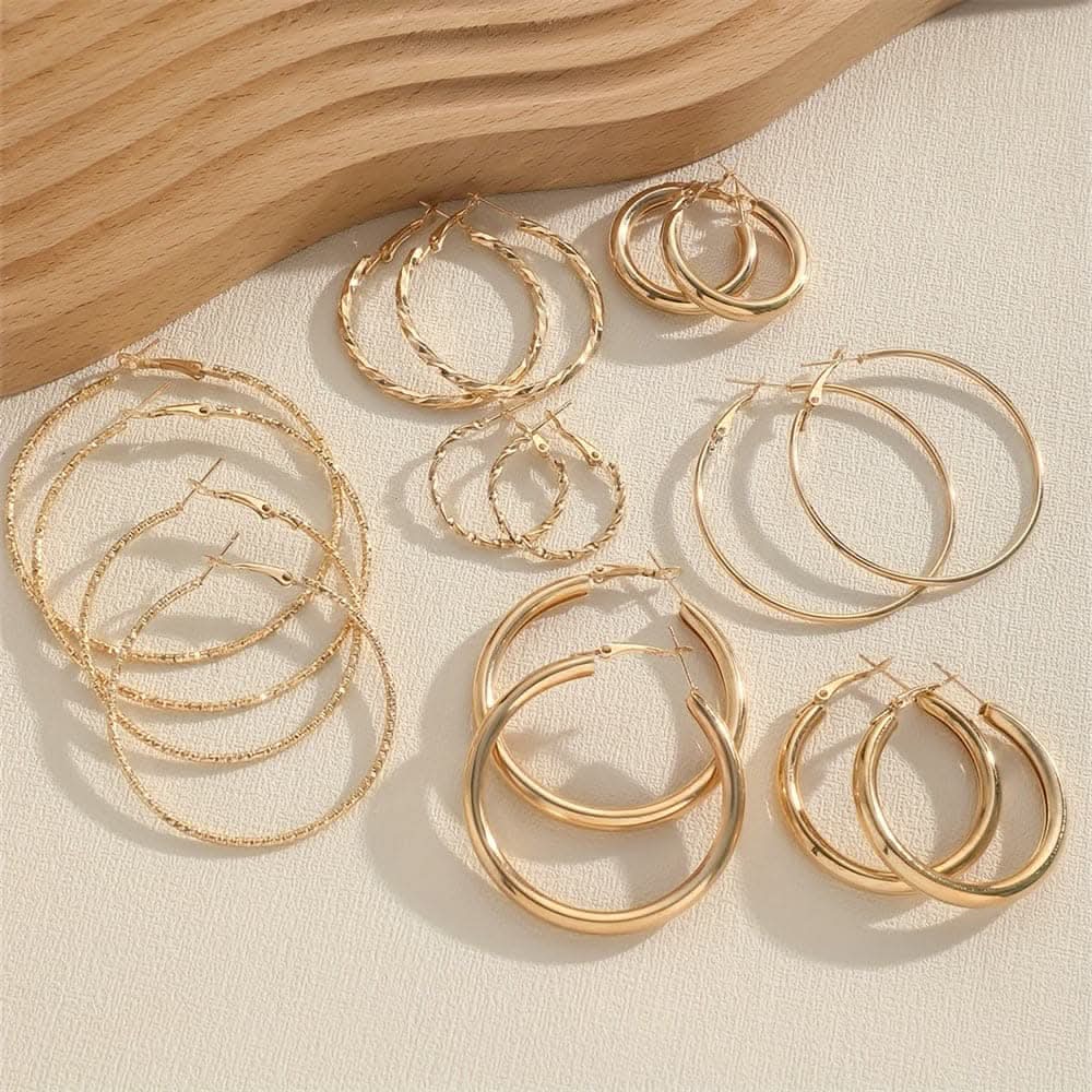 8 Pairs Elegant Hoop Earrings Set