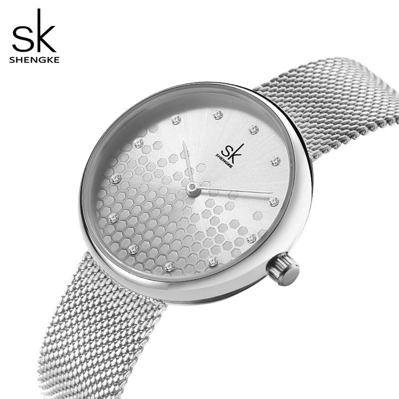 SK Women’s Quartz Watch – Romantic Star Dial, Leather Strap, Fashion Casual Design