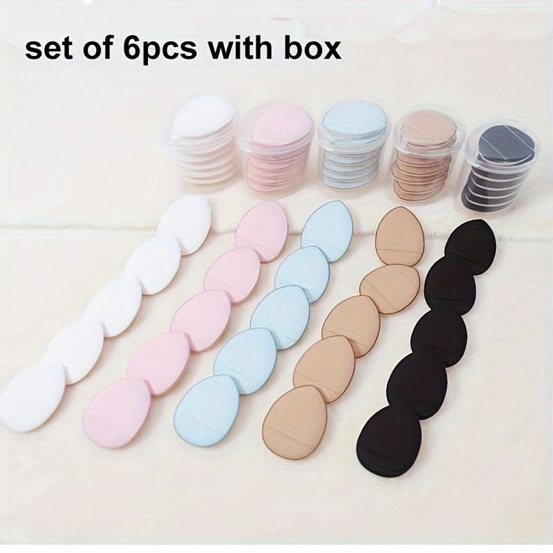6pcs Mini Makeup Sponge Puff Set with Container