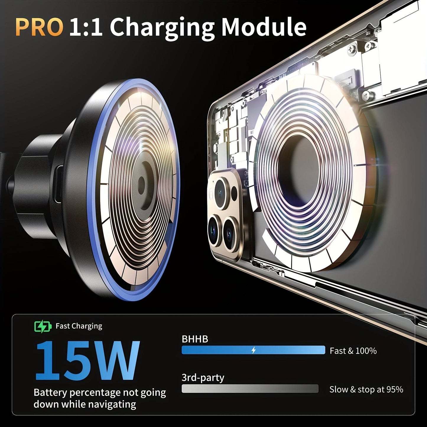 15W Magnetic Wireless Car Charger - Universal Car Mount