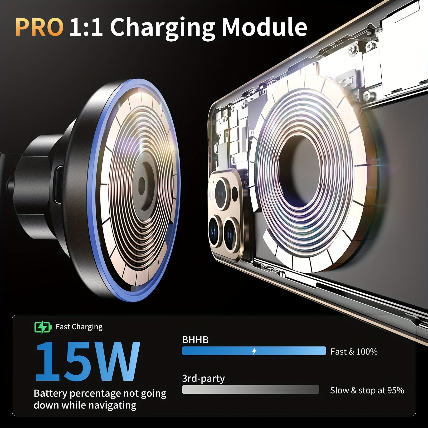 15W Magnetic Wireless Car Charger - Universal Car Mount