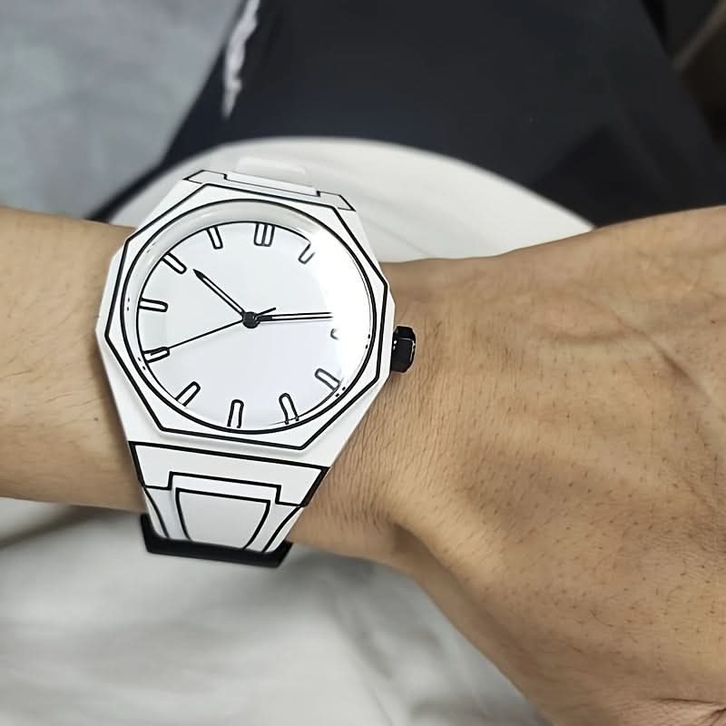 Unisex 2D Anime Comic Watch – Funky White Polygon Dial