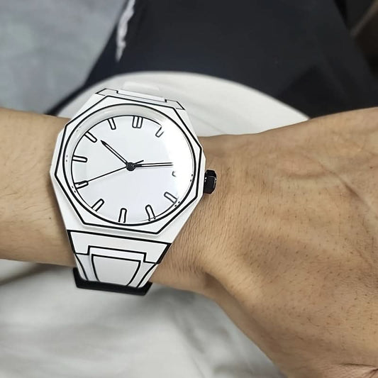 Unisex 2D Anime Comic Watch – Funky White Polygon Dial